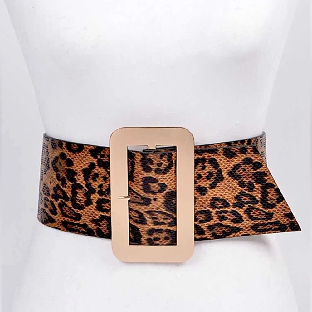 Leopard Vegan Leather Waist Statement Belt